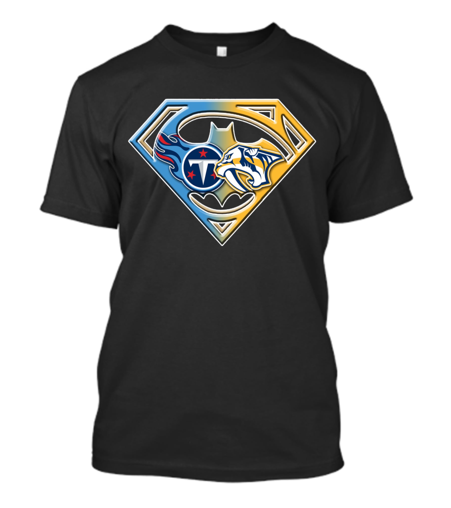 Tennessee Titans Nashville Predators Superman Batman T-Shirt