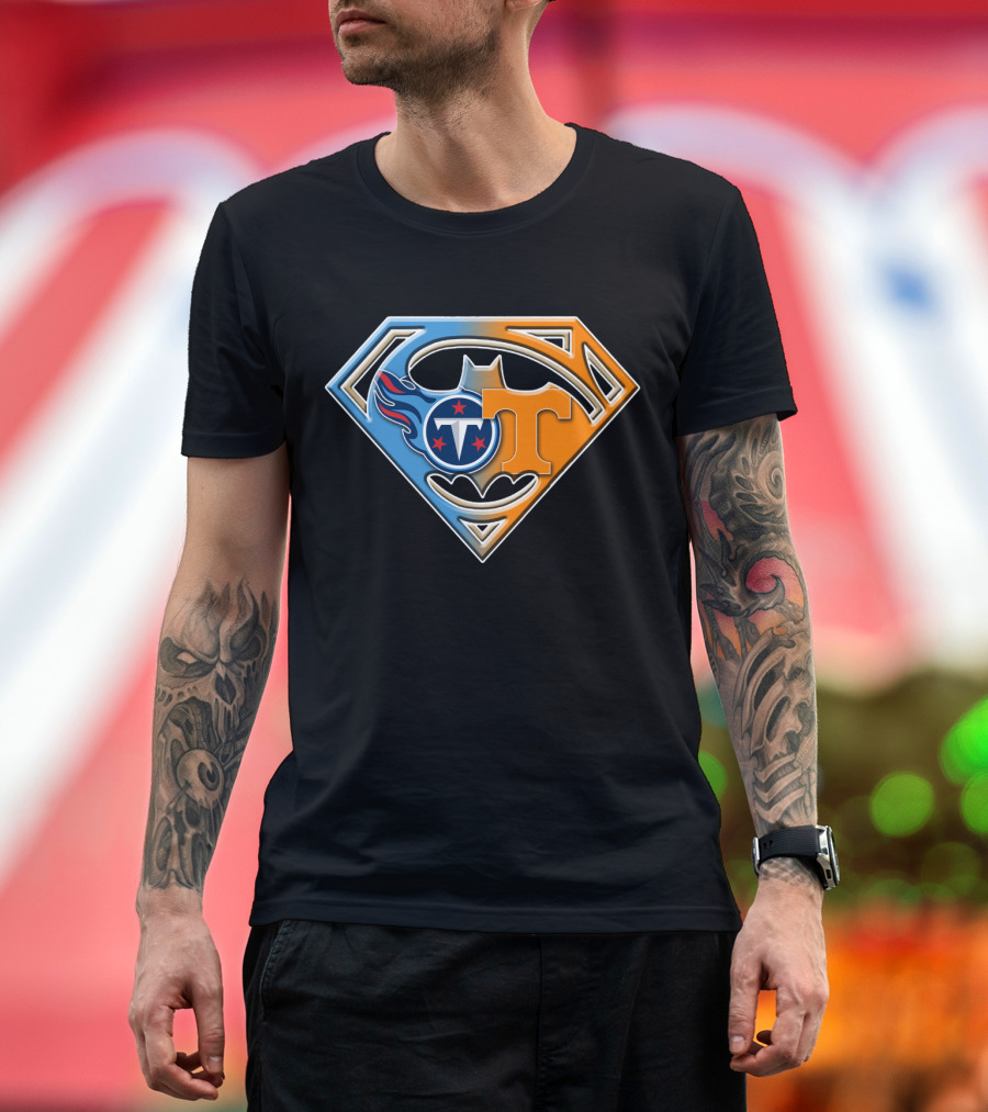 Tennessee Titans Volunteers Superman Batman T-Shirt