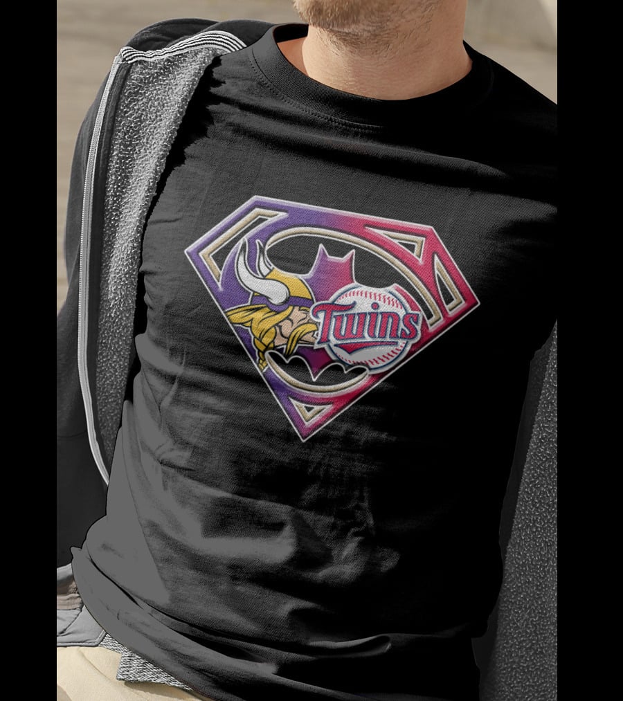 Superman Vikings Twins Baseball Football Fusion T-Shirt
