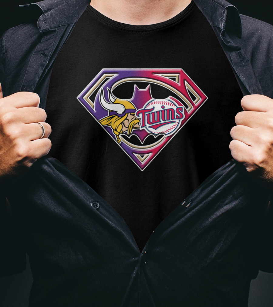 Superman Vikings Twins Baseball Football Fusion T-Shirt