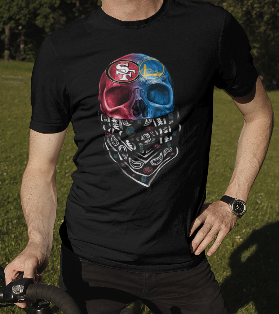 San Francisco 49ers Golden State Warriors Skull Bandana T-Shirt