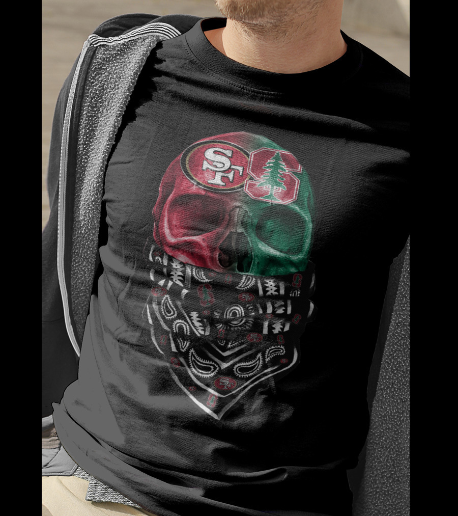 San Francisco 49ers Stanford University Skull Bandana T-Shirt