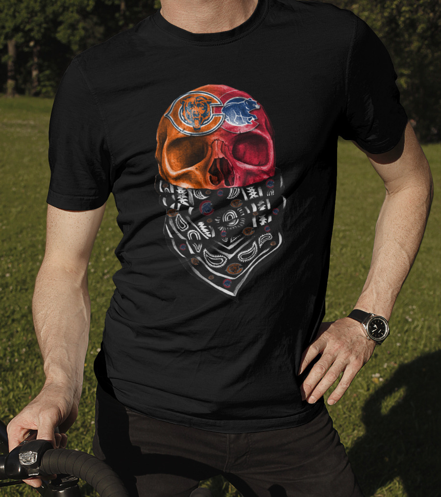Chicago Bears Skull Bandana Paisley T-Shirt