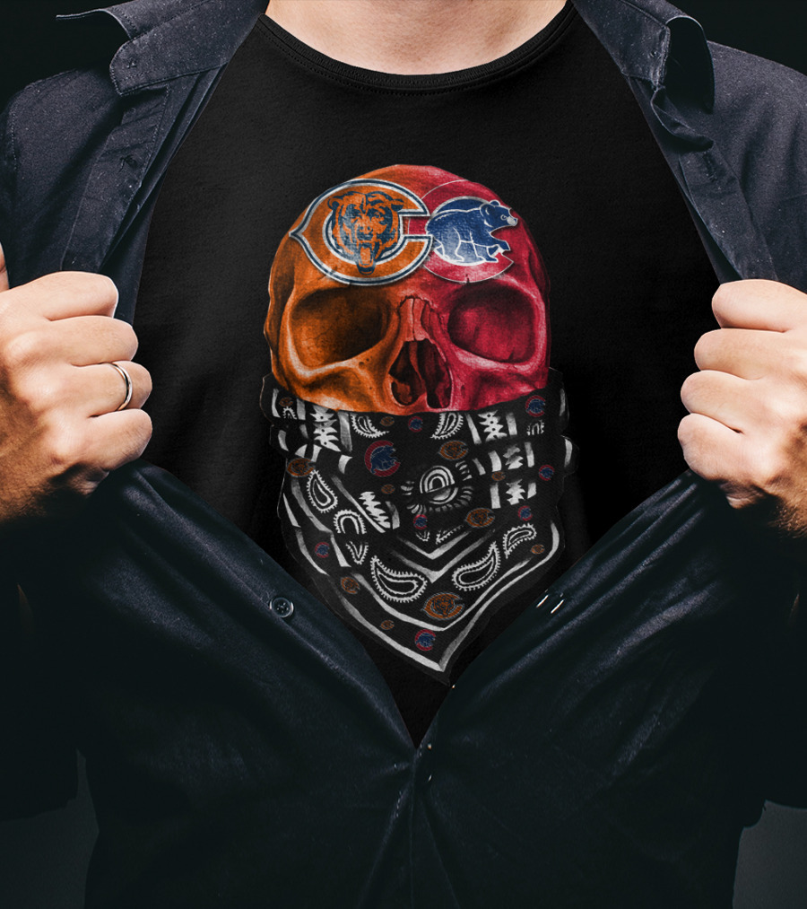 Chicago Bears Skull Bandana Paisley T-Shirt