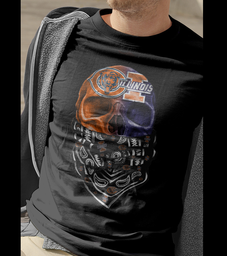 Chicago Bears Illinois Skull Bandana T-Shirt