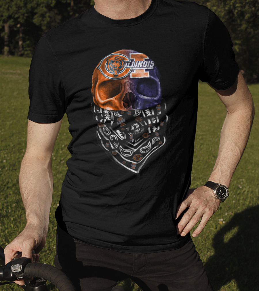 Chicago Bears Illinois Skull Bandana T-Shirt