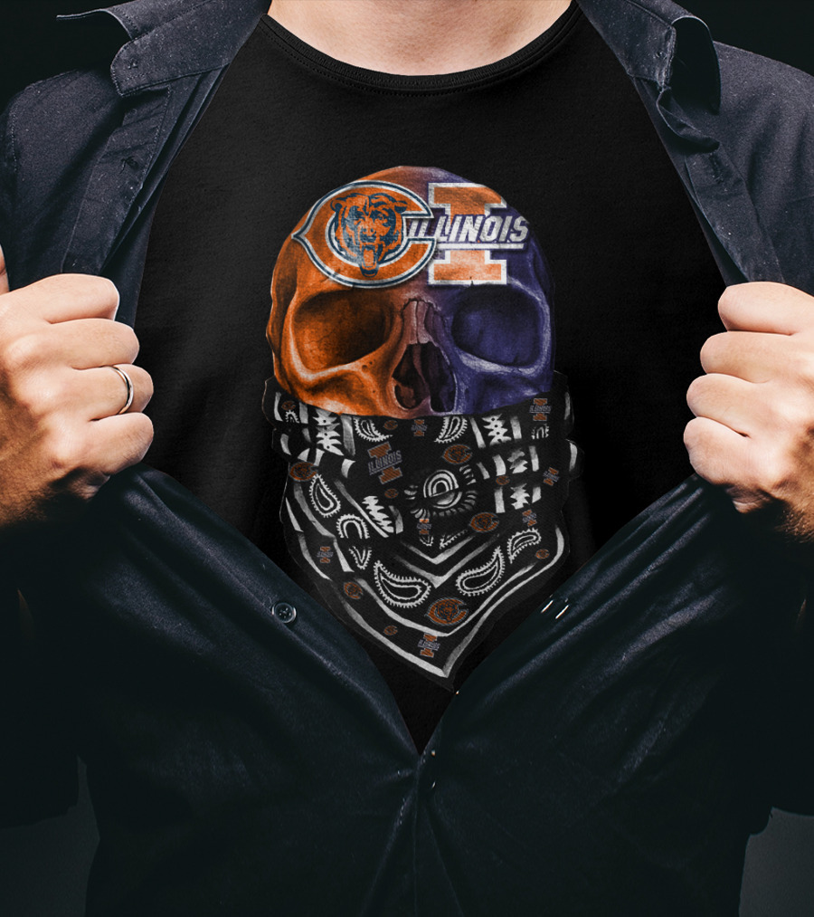 Chicago Bears Illinois Skull Bandana T-Shirt