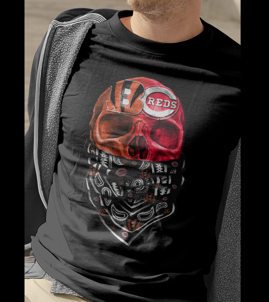 Bengals Reds Skull Bandana T-Shirt