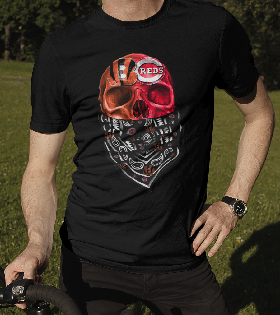 Bengals Reds Skull Bandana T-Shirt