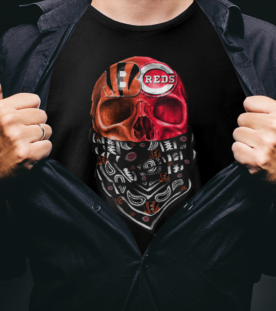 Bengals Reds Skull Bandana T-Shirt