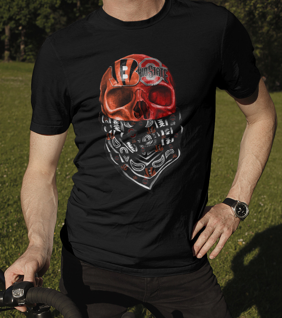 Bengals Ohio State Skull Bandana T-Shirt