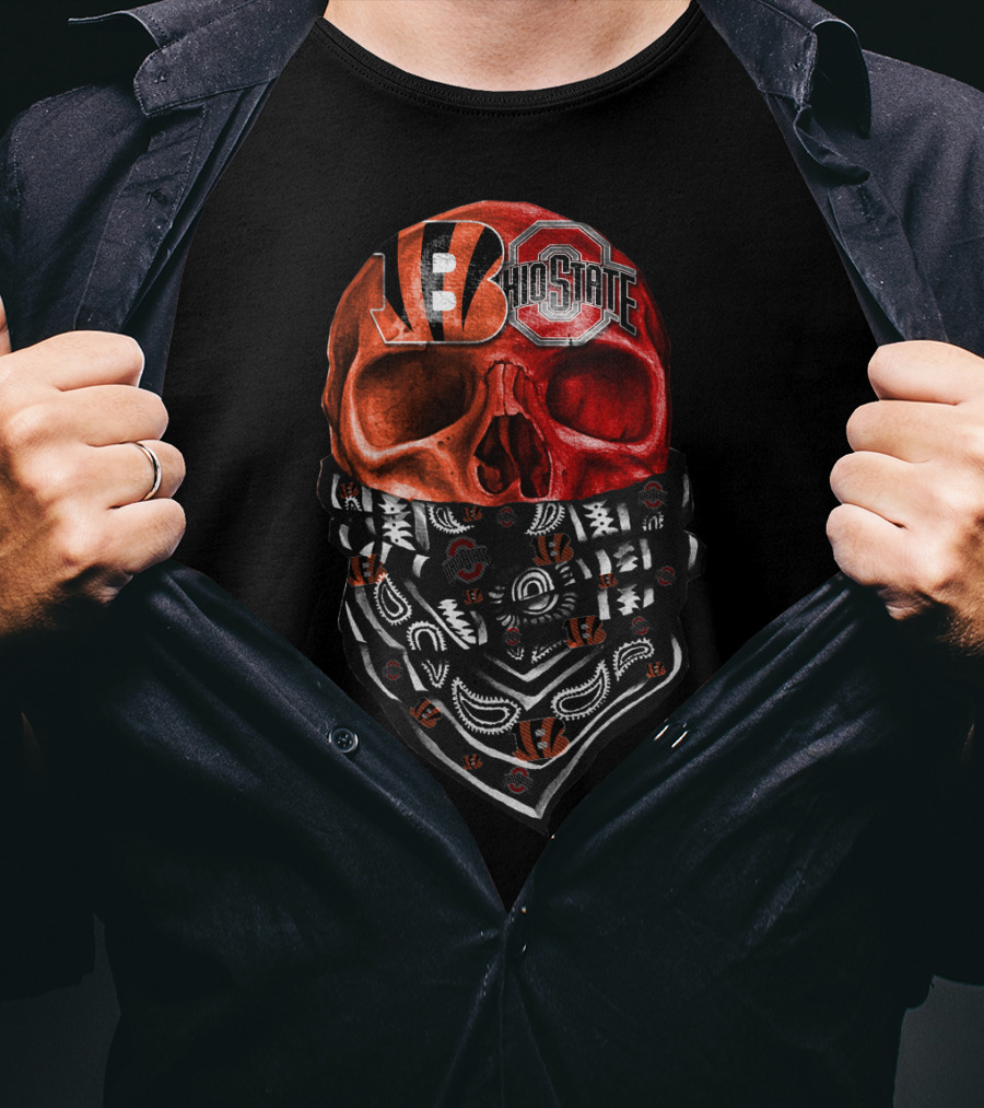 Bengals Ohio State Skull Bandana T-Shirt