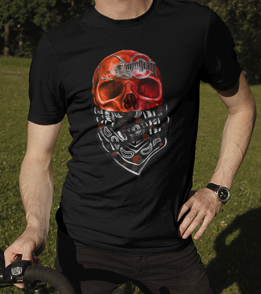 Ohio State Skull Bandana Football Helmet T-Shirt