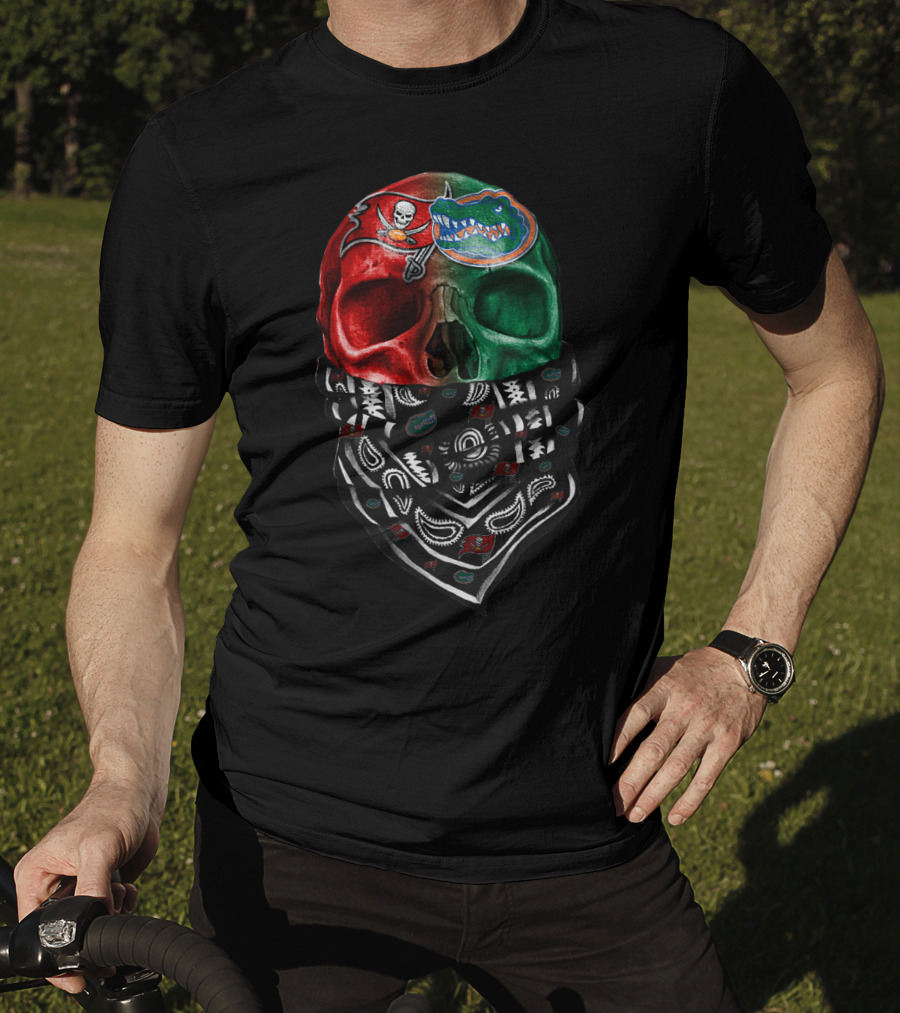 Sku 024 Tampa Bay Buccaneers Florida Gators Skull Bandana T-Shirt