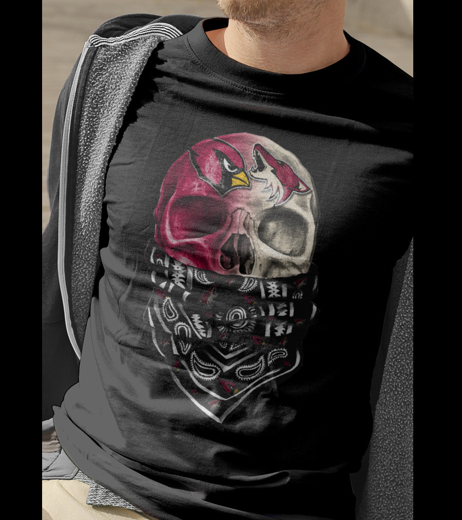 Arizona Cardinals Chicago Blackhawks Skull Bandana T-Shirt