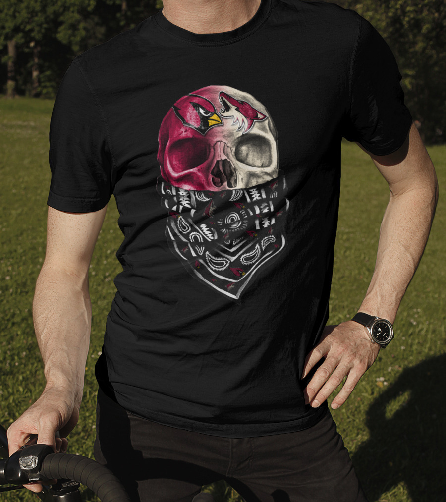 Arizona Cardinals Chicago Blackhawks Skull Bandana T-Shirt
