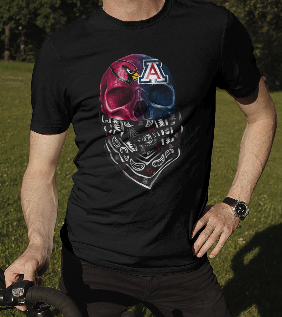 Arizona Cardinals Wildcats Skull Bandana T-Shirt