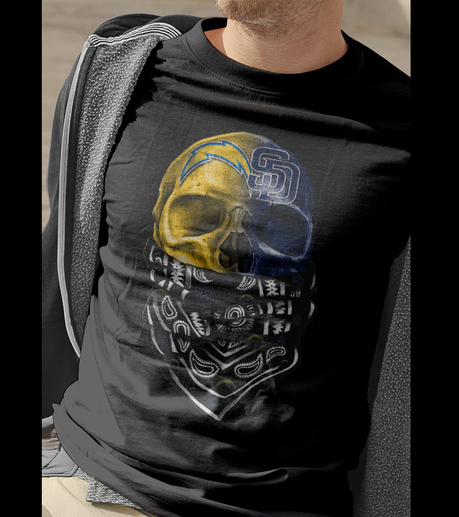 Chargers Padres Skull Bandana T-Shirt