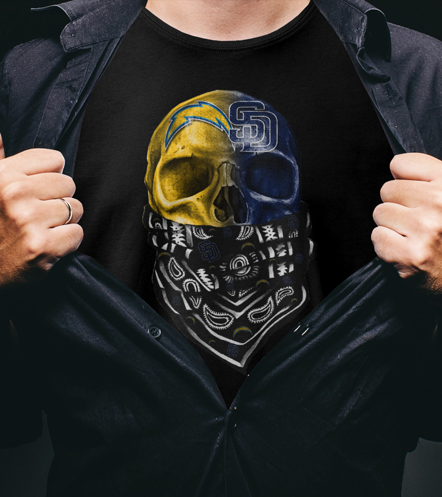 Chargers Padres Skull Bandana T-Shirt