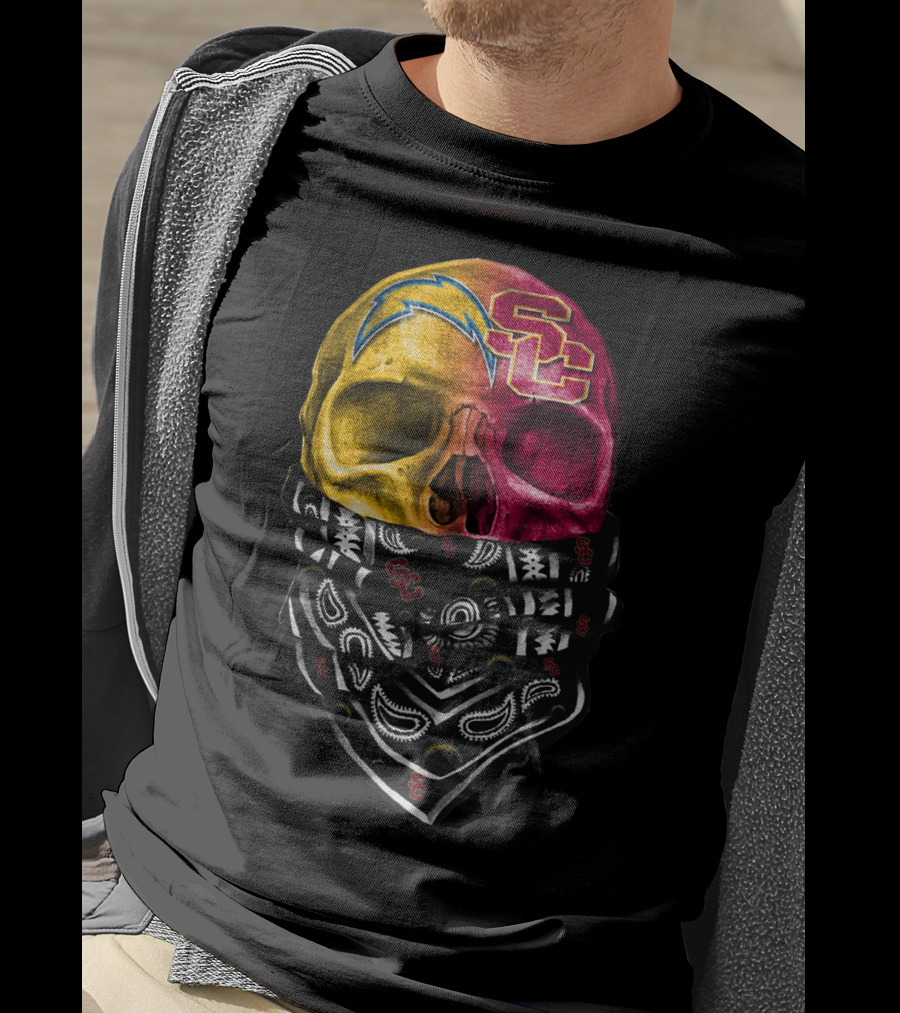 Sku 035 Usc Chargers Skull Bandana T-Shirt
