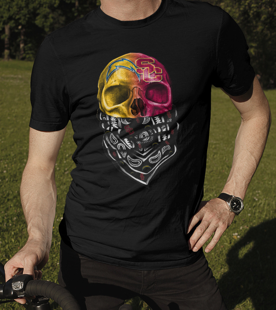 Sku 035 Usc Chargers Skull Bandana T-Shirt