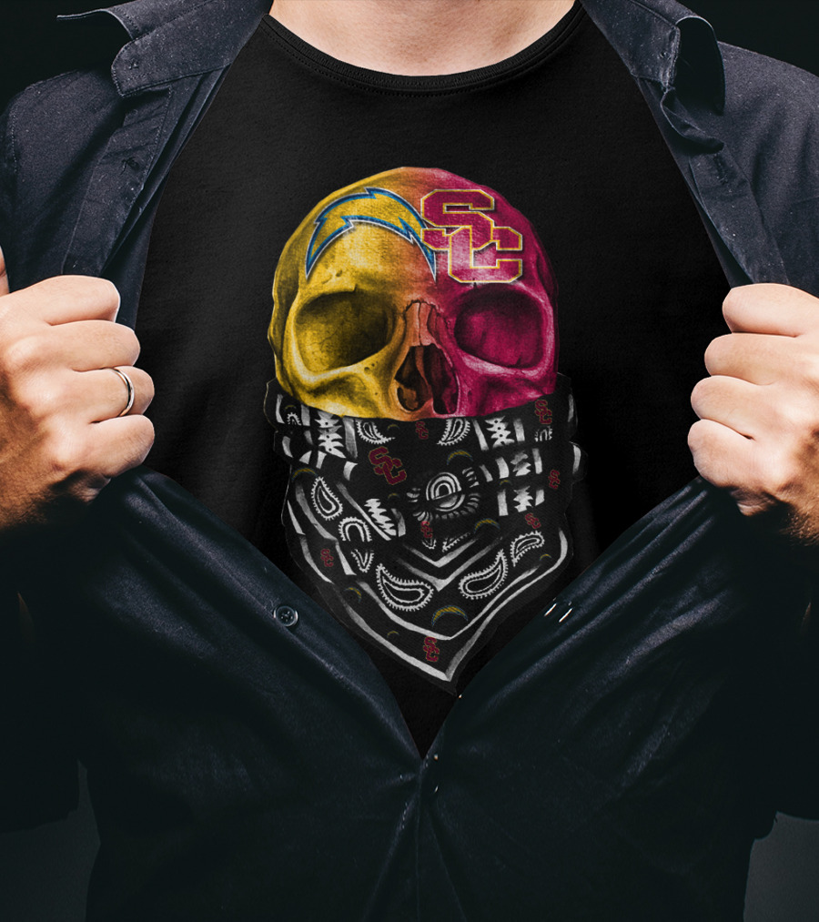 Sku 035 Usc Chargers Skull Bandana T-Shirt