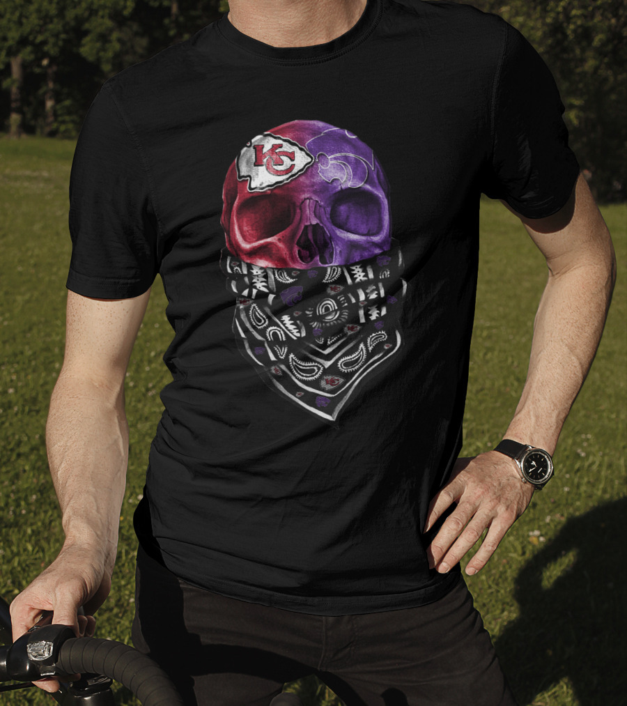 Kansas City Chiefs And New Orleans Saints Skull Bandana Sku 038 T-Shirt