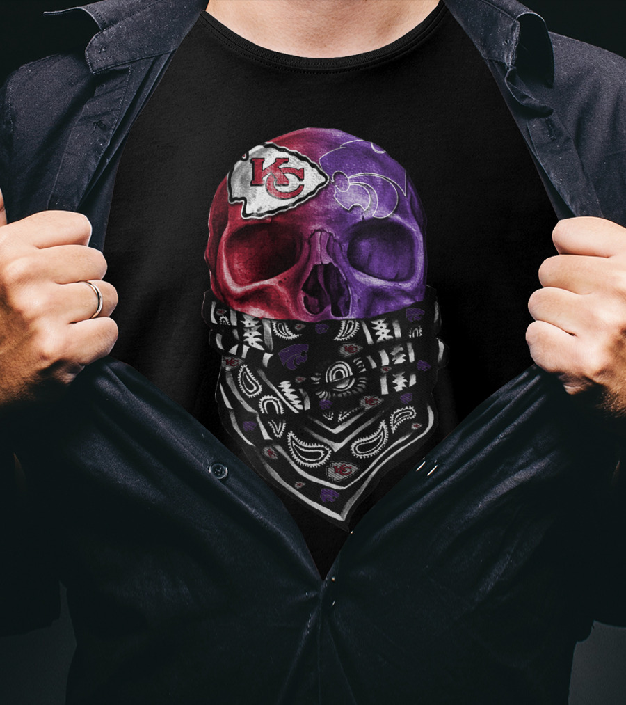 Kansas City Chiefs And New Orleans Saints Skull Bandana Sku 038 T-Shirt