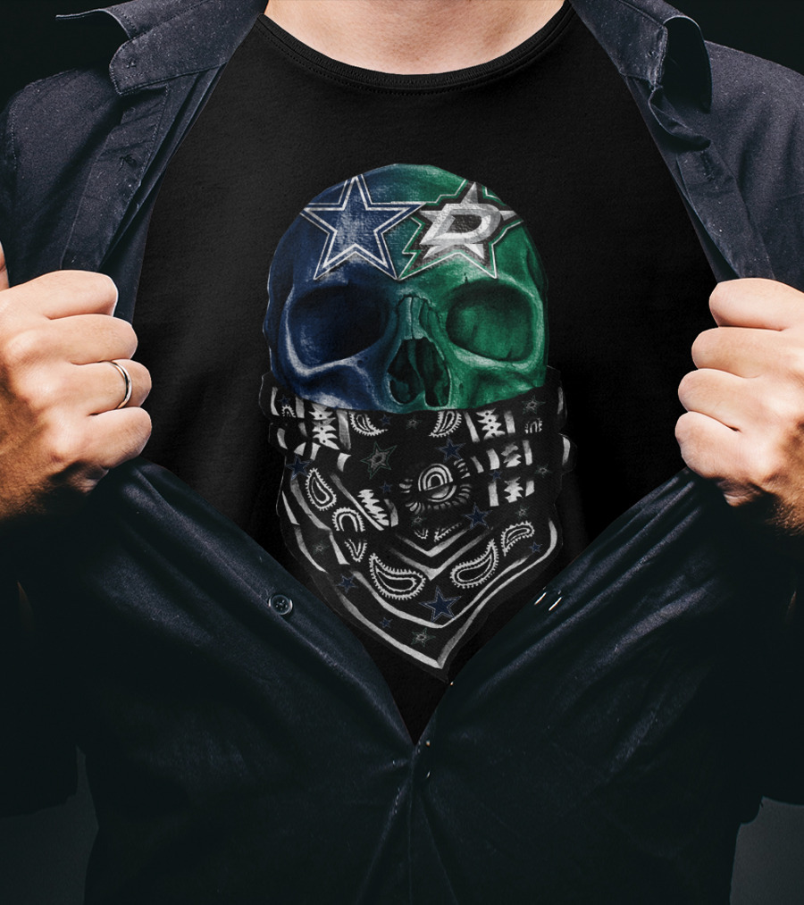Dallas Stars Skull Bandana Design Sku 045 T-Shirt
