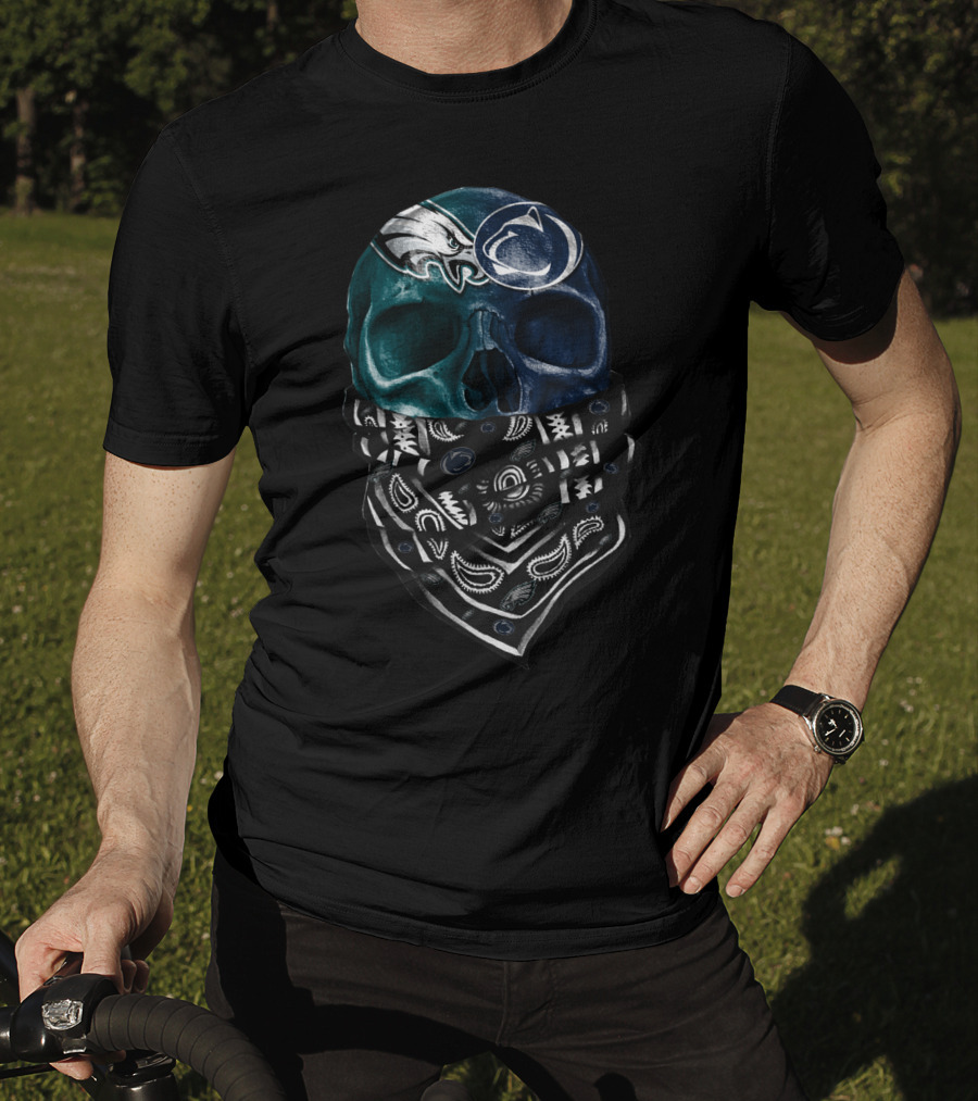 Eagles And Penn State Skull Bandana T-Shirt