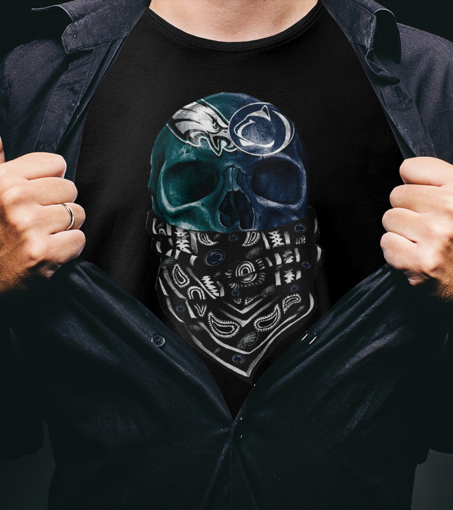 Eagles And Penn State Skull Bandana T-Shirt