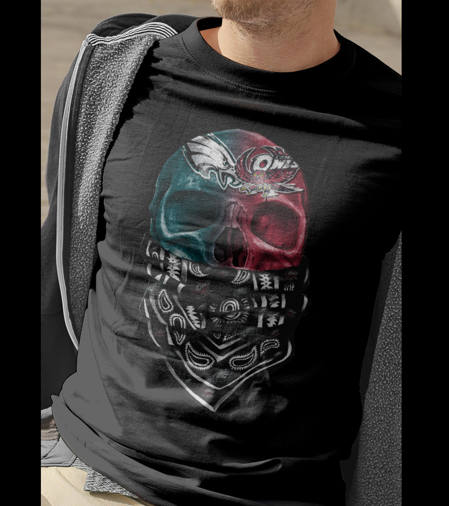 Eagles And Owls Dual Skull Bandana T-Shirt