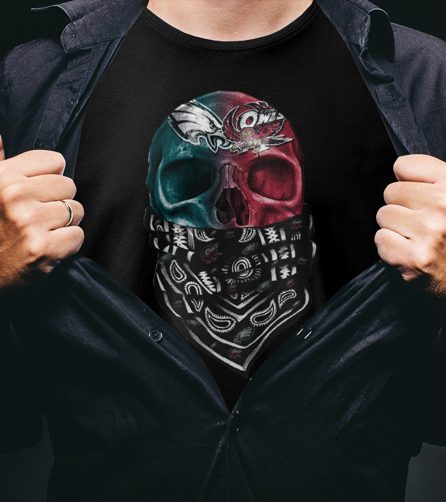 Eagles And Owls Dual Skull Bandana T-Shirt
