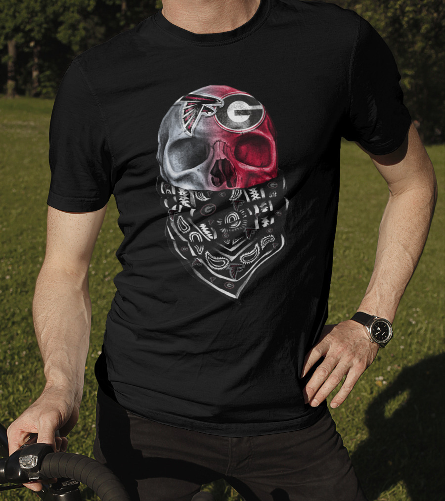Falcons Georgia Bulldogs Skull Bandana T-Shirt