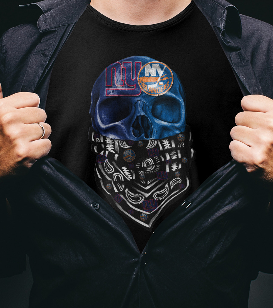 Ny Islanders And Giants Skull Bandana Sku 063 T-Shirt