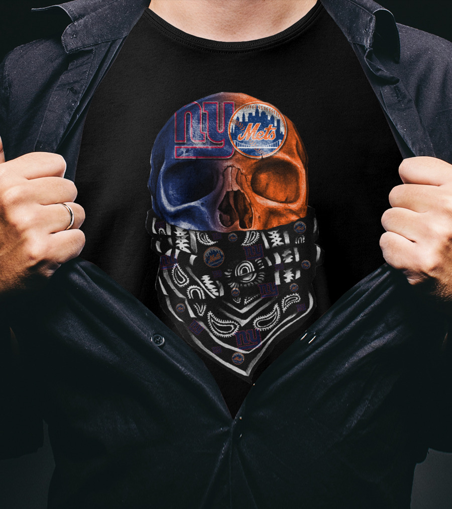 Ny Giants Mets Skull Bandana T-Shirt