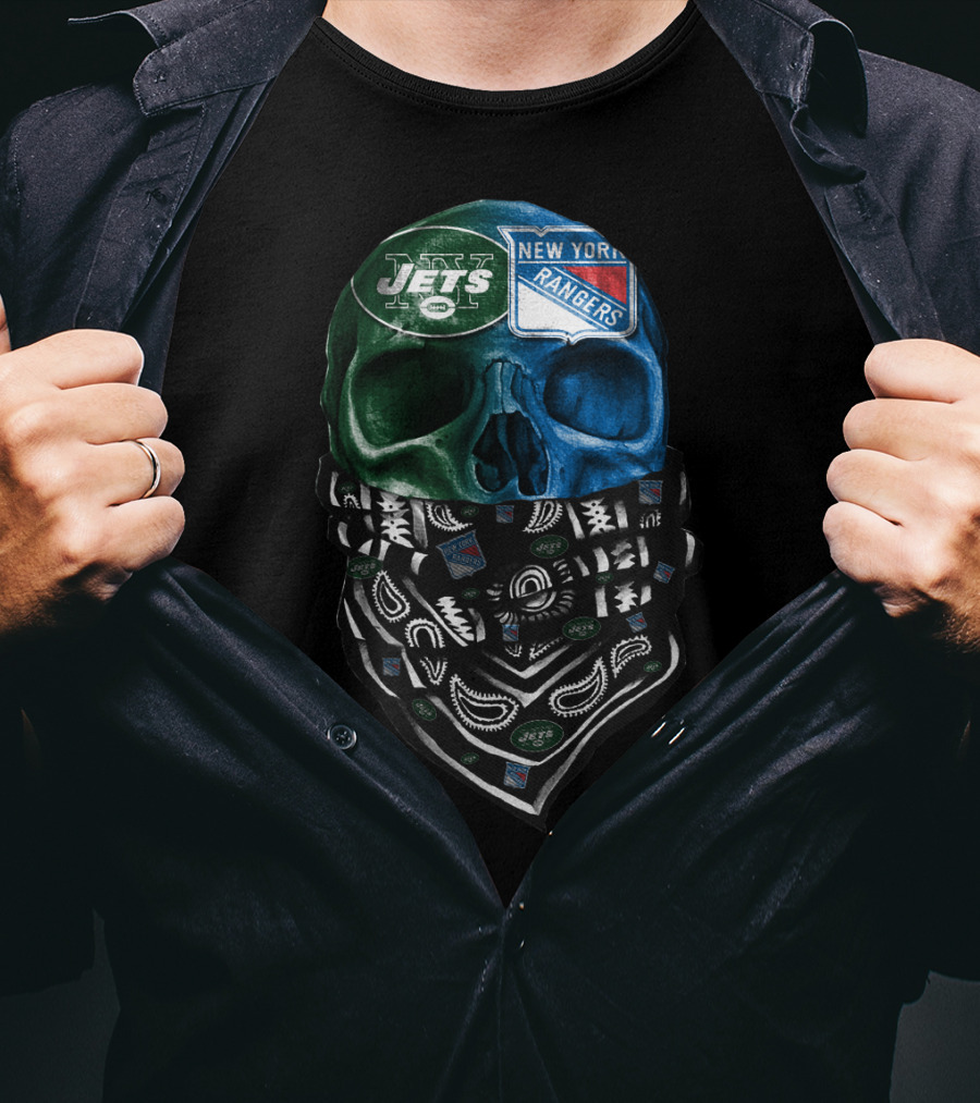 New York Jets Rangers Skull Bandana Sku 070 T-Shirt