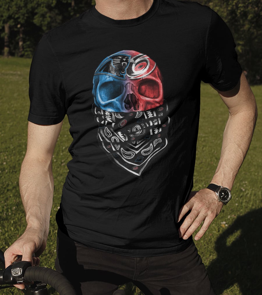Carolina Panthers Skull Bandana Split T-Shirt