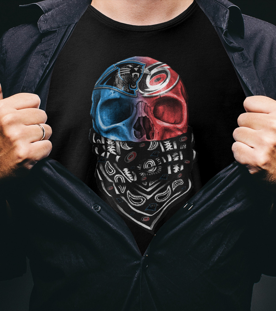 Carolina Panthers Skull Bandana Split T-Shirt