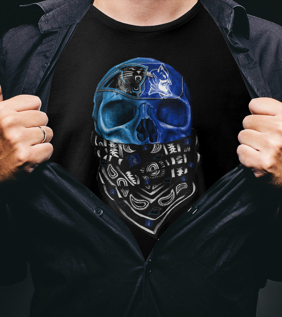 Carolina Panthers Duke Blue Devils Skull Bandana T-Shirt