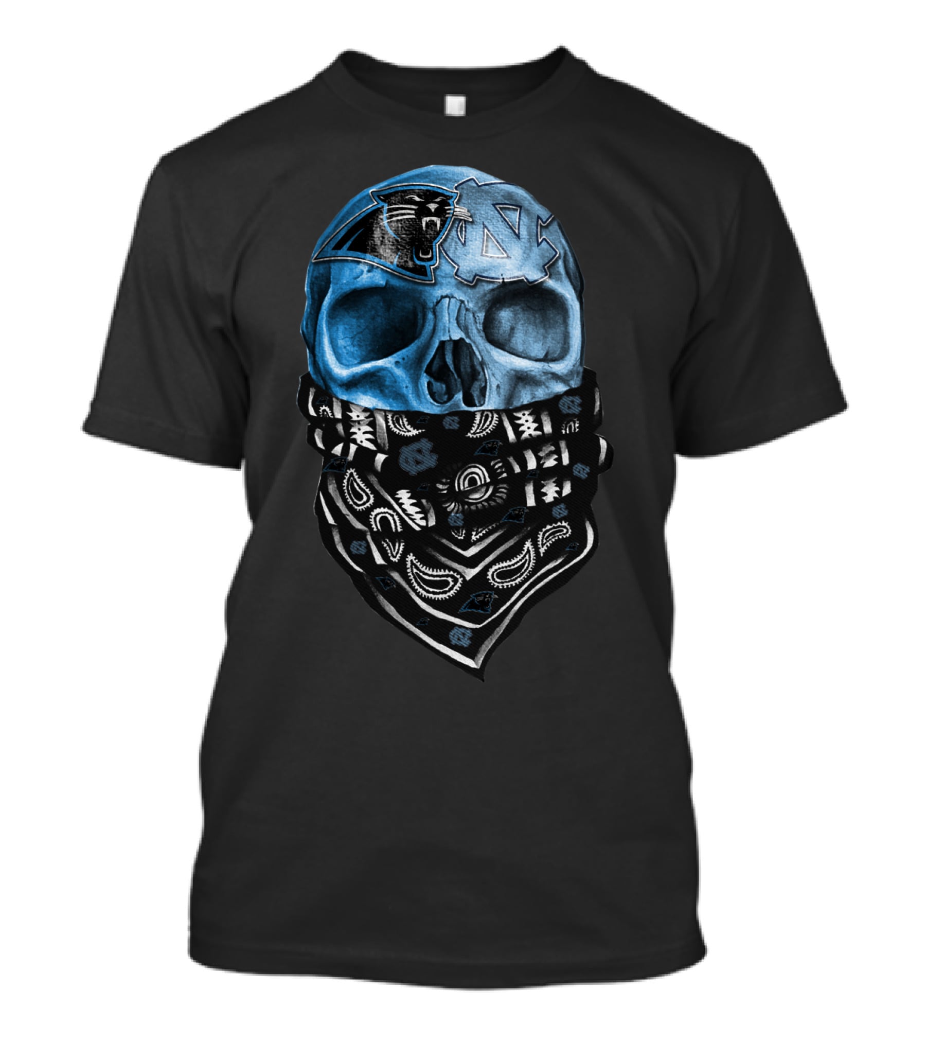 Panthers Tar Heels Skull Bandana T-Shirt