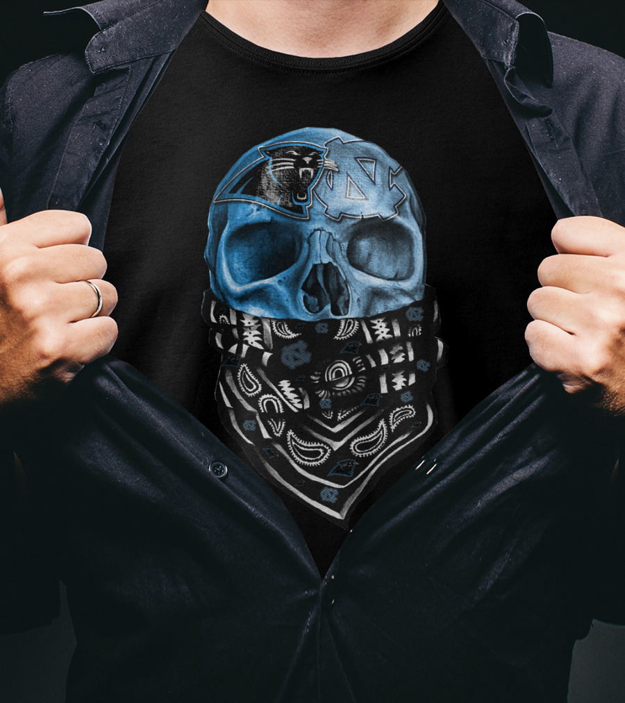 Panthers Tar Heels Skull Bandana T-Shirt