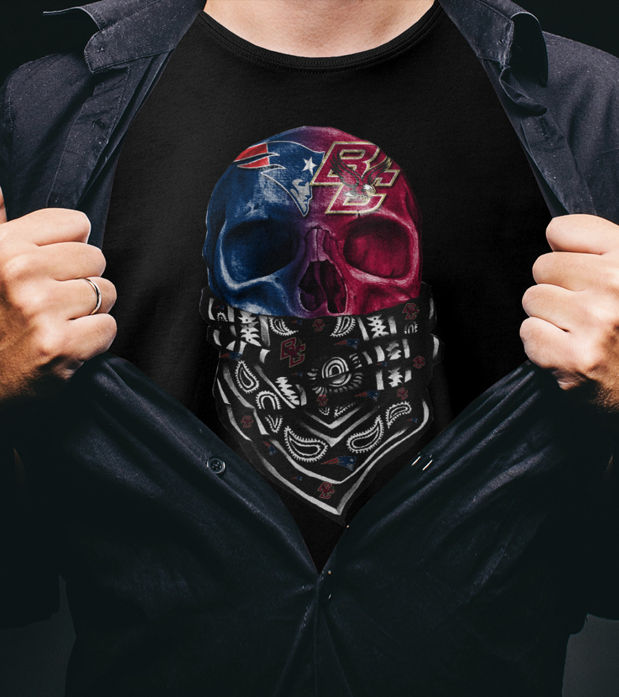New England Patriots Bc Eagles Split Skull Bandana T-Shirt