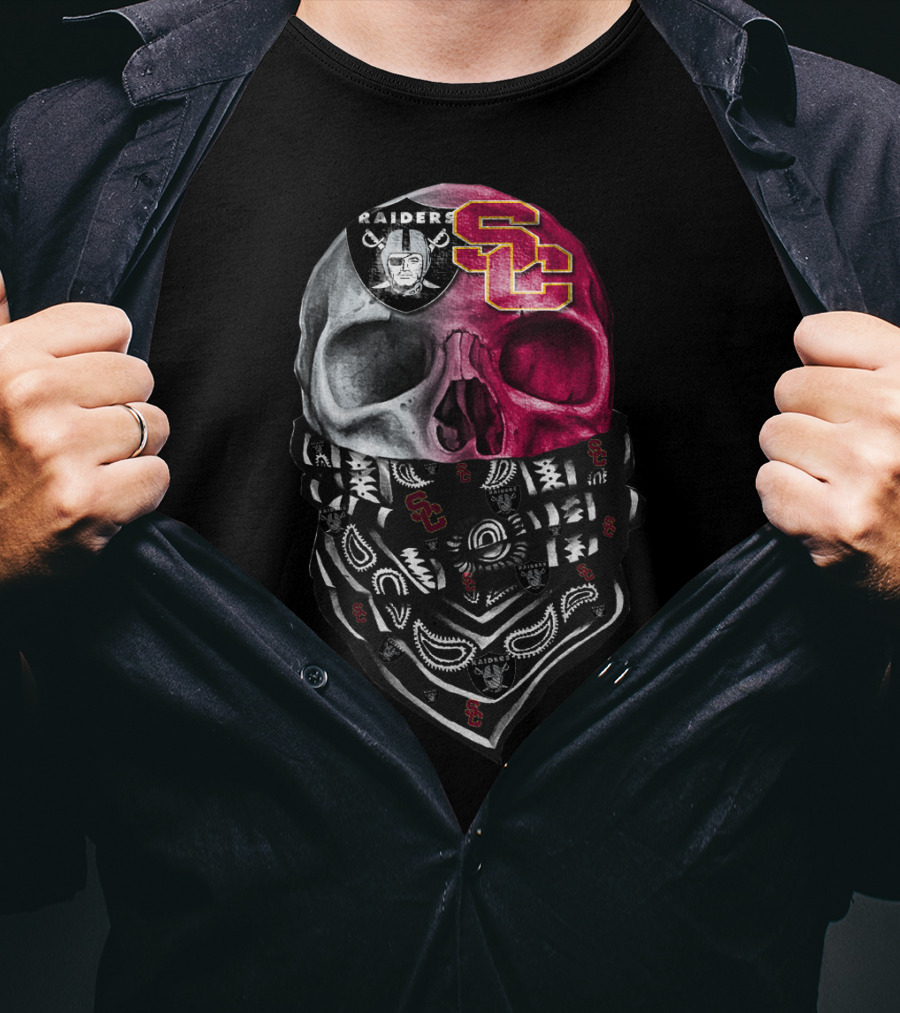 Raiders Usc Skull Bandana T-Shirt