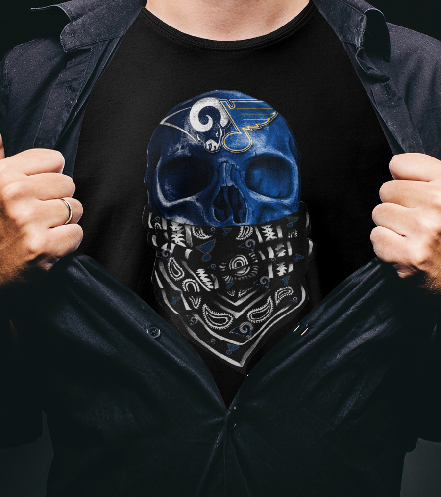 St. Louis Blues Skull Bandana T-Shirt
