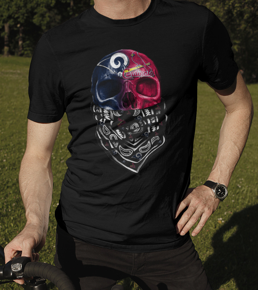 Rams Cardinals Skull Bandana T-Shirt