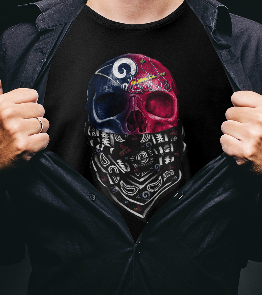 Rams Cardinals Skull Bandana T-Shirt