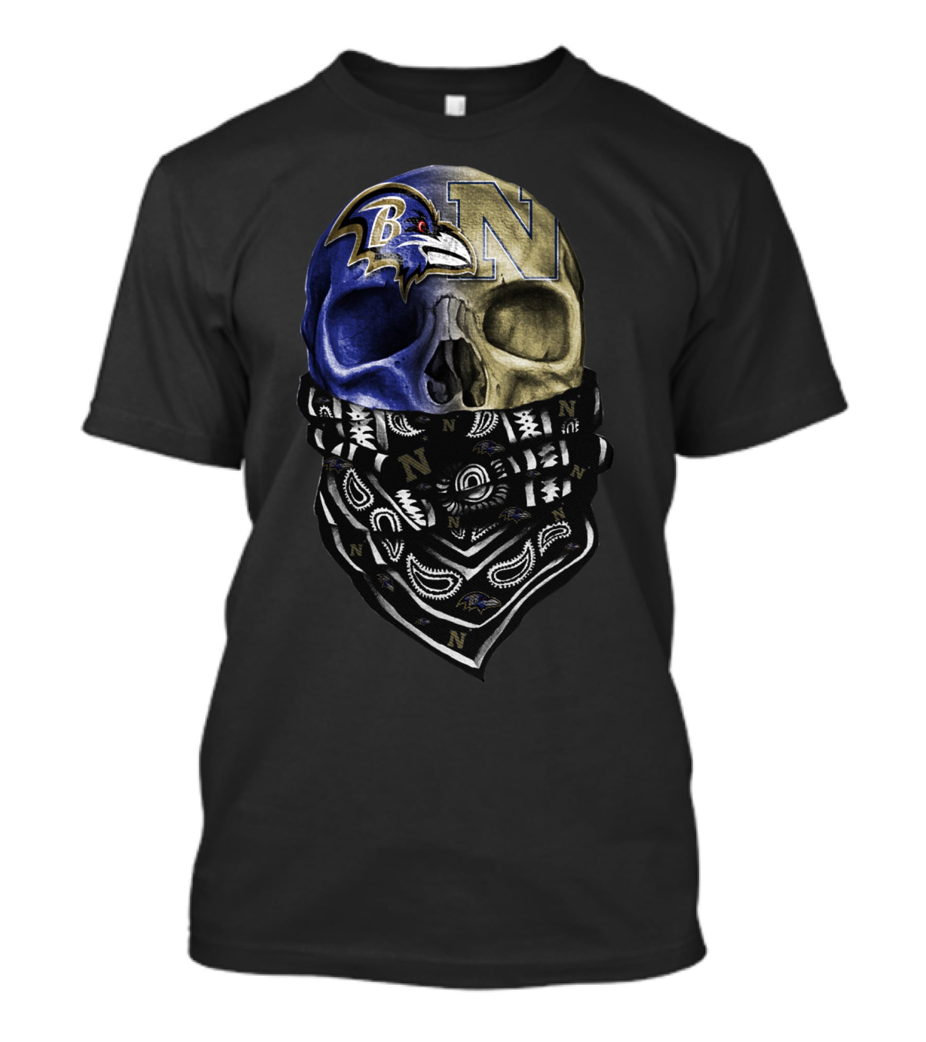 Ravens Navy Skull Bandana Sku 103 T-Shirt