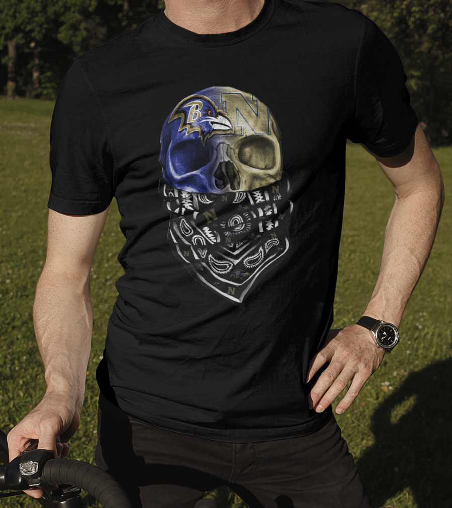 Ravens Navy Skull Bandana Sku 103 T-Shirt