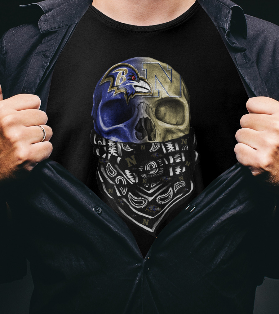 Ravens Navy Skull Bandana Sku 103 T-Shirt